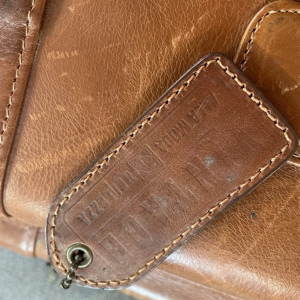 Vintage Wilsons Mens Cognac Leather Briefcase Messenger Bag Alla Moda Bellezza - Picture 10 of 10
